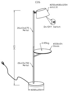 ODM E26 Auto Cad Layout Switch Control Metal Indoor Lumetal AC 220V High Brightness Cylindrical Shade Semi-Floor Lamp Vietnam - Product Image 3