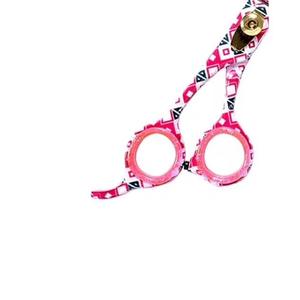 Ciseaux à effiler à motif géométrique rose, lame en acier inoxydable, 30 dents, pour droitiers, ciseaux de coiffure à long manche - Product Image 5