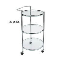 Chariot de bar rond en métal avec cadre chromé, 3 niveaux, mobile, écologique, pour les fêtes, design minimaliste, construction durable