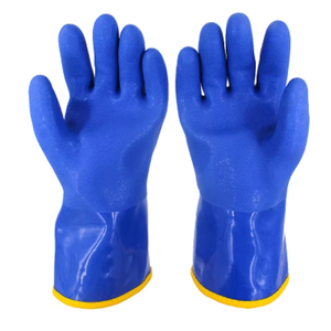 Gants de travail bleus en PVC à pois pour jardinage, gants de sécurité en latex à pois, tricotés sans couture, 7G, en coton PVC à pois - Product Image 5