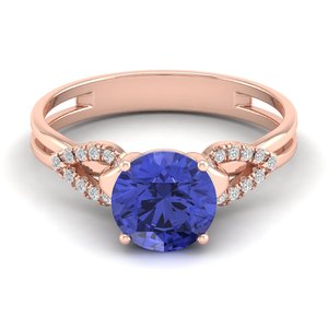 REYES Top Quality 14K Solid Gold IGI Certified Diamond <b>Statement</b> <b>Ring</b> For Women Round Cut 2 Carat Tanzanite Gemstone <b>Rings</b> - Product Image 5
