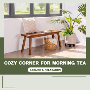 Banc en bois d'acacia conçu pour l'intérieur et l'extérieur, avec une construction solide en acacia et une finition en bois naturel - Product Image 6