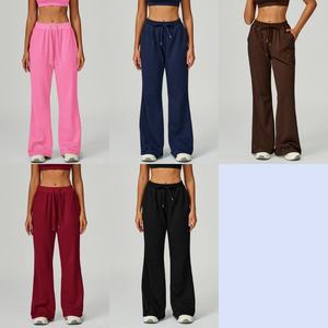 Pantalones de chándal holgados de color liso con cordón para mujer, joggers de pierna recta, pantalones deportivos oversize para mujer - Product Image 5