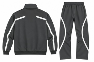 Ensemble de survêtement unisexe imprimé et uni, sweat-shirt à demi-zip avec poches latérales, pantalon à cordon de serrage, respirant, décontracté, pour l'automne, manches longues - Product Image 4