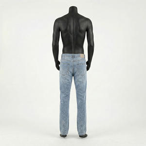 Jean en denim coupe droite personnalisé pour homme, haute qualité, style hip-hop urbain, délavé, 100 % coton respirant pour homme 2026 - Product Image 3