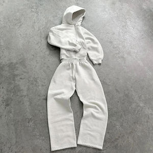 Conjunto de Sudadera con Capucha Blanca para Hombre, Informal, 100% Algodón, Felpa Francesa, para Otoño - Product Image 1