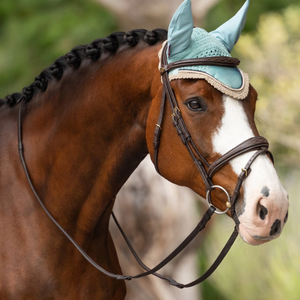 Pakistan Made Lightweight Elegant Crochet Horse Ear Bonnet Premium Breathable Washable <b>Fly</b> Veil for Riding Ear Bonnet - Product Image 5