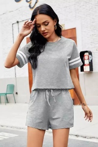 <b>Women's</b> Summer Cotton Polyester Breathable Quick Dry Custom Logo Embroidered <b>Sweat</b> Sets Home Wear Loungewear <b>Shorts</b> Wholesale - Product Image 6