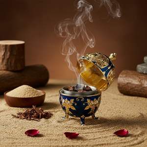 Décoration d'intérieur et d'hôtel : Brûleur d'encens arabe en métal exquis, Ornement Eid Mubarak de HF Crafts, Fait main, Écologique, Haut de gamme - Product Image 5