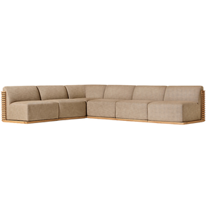 Luxury Modular Sectional <b>Sofa</b> Set <b>Outdoor</b> Solid Teak Wood Waterproof and Durable Contemporary Resort Style Garden Furniture - Product Image 2