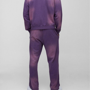 Conjunto Deportivo Unisex Morado con Capucha, Manga Larga, Cierre de Cremallera, Pantalones Jogger Casuales con Bolsillos Laterales, Corte Regular, Otoño - Product Image 3