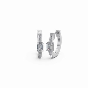 Sophisticated <b>Emerald</b> Cut Diamond <b>Earrings</b> with White <b>Gold</b> Settings and GIA Certified Natural Diamonds for Bridal Accessories - Product Image 4