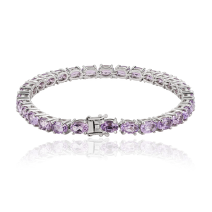 Natural Oval Cut <b>Amethyst</b> February Birthstone 925 Sterling Silver Tennis <b>Bracelet</b> For Women Everyday Wear Jewelry - Product Image 4