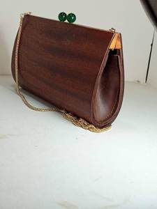 Bolso de Mano de Madera Ecológico Hecho a Mano de Alta Calidad con Cierre de Gema Verde, Estilo Moderno, Duradero, Regalo para Bodas, Troquelado - Product Image 2