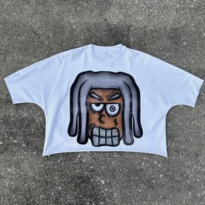 Camiseta Personalizada para Hombre, Corte Cuadrado, Algodón Grueso, Oversize, Corta, Lisa, Cuello Redondo, con Estampado - Product Image 2