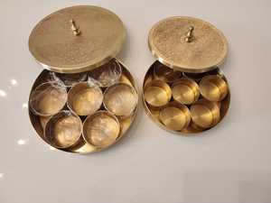 Handcrafted Brass Spice Box: 7-Container Ethnic <b>Storage</b> - Product Image 2