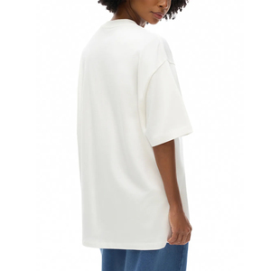 Casual Short Sleeve Loose Oversized <b>Blank</b> T-Shirt Women with Front Logo Position 100% Organic Canvas Fabric <b>Weight</b> 260g - Product Image 5