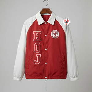 Chaqueta Universitaria para Mujer HOJ Heroines Of Jericho, Roja y Blanca, Manga Larga, Cierre de Botones, Cuello Camisero, Relleno de Poliéster, para Otoño - Product Image 5