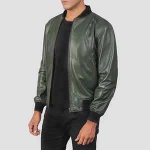 Blouson aviateur en cuir pour homme de qualité supérieure |   Vêtement d'extérieur décontracté à poignets côtelés |   Veste en cuir Napa souple personnalisée - Product Image 1