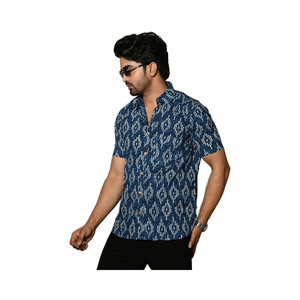 เสื้อเชิ้ตแขนยาวผู้ชาย ผ้าฝ้าย 100% พิมพ์ลายด้วยมือ สไตล์ลำลอง ฤดูร้อน ติดกระดุม ลายชนเผ่าอิคัต ระบายอากาศได้ดี ผลิตด้วยมือ ODM - Product Image 3