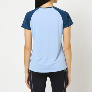 Camiseta Casual de Manga Corta para Mujer, Cuello Redondo, Color Azul Claro, con Logotipo, Secado Rápido, Algodón Orgánico, Corte Regular, Ecológica - Product Image 2