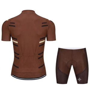 Ensemble de maillot de cyclisme personnalisé marron pour hommes, femmes et unisexe, écologique, léger, respirant, à séchage rapide, avec short de vélo à bretelles à manches courtes - Product Image 2