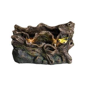 Fontaine d'eau de jardin extérieure moderne Lumières LED Tronc d'arbre Cascades Patio Cour Porche Piscine Décor avec pompe - Product Image 1