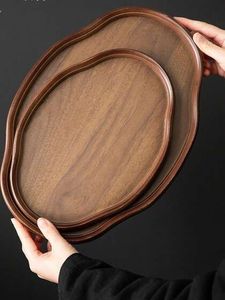 Plateau de service rustique en bois avec bord en écorce - Plateau rectangulaire en bois de manguier avec bordure en écorce d'arbre naturelle pour table basse ou ottoman - Product Image 3