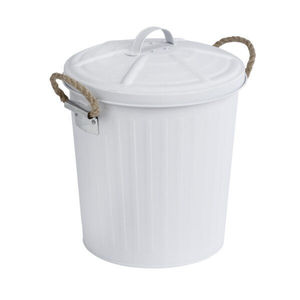 Poubelle en métal galvanisé faite à la main, bac à déchets pour tous les types de déchets d'intérieur, panier de rangement rond de haute qualité - Product Image 6