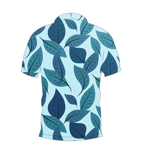 Polo con Estampado de Hojas en Tono Azul, Sublimado, Patrón Completo, Transpirable, Manga Corta, Estilo Golf, Casual - Product Image 5