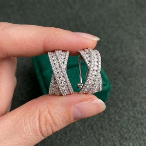 เครื่องประดับวินเทจขายส่ง คุณภาพดีเยี่ยม แพลตตินั่ม ทองคำขาว เพชรธรรมชาติ ต่างหูแบบห่วง สำหรับงานแต่งงาน งานหมั้น และวันครบรอบ - Product Image 3