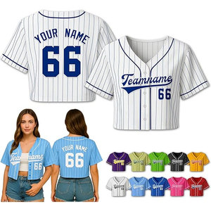 Camiseta Corta de Béisbol Personalizada para Mujer, Blanca, con Nombre y Número del Equipo, para Conjuntos y Celebraciones - Product Image 1