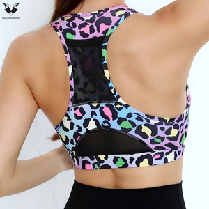 Zipper Front Sports <b>Bra</b>, High <b>Stretch</b> Running Workout Activewear Sublimation Printed Women Breathable Solid Sports <b>Bras</b> - Product Image 2