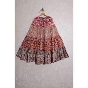 Falda Larga hasta el Tobillo para Mujer, Diseño Envolvente con Estampado de Bloques de Algodón de Color Personalizado, Ecológica, Transpirable e Informal - Product Image 4