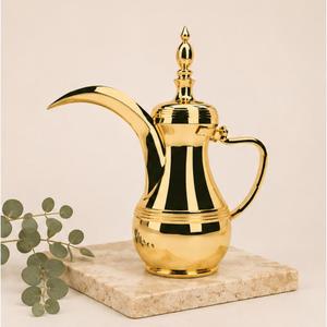 Luxury Gold-Plated <b>Arabic</b> Coffee Pot Dallah Traditional Stainless Steel Long Spout Teapot for Home Decor & Eid Celebrations - Product Image 6