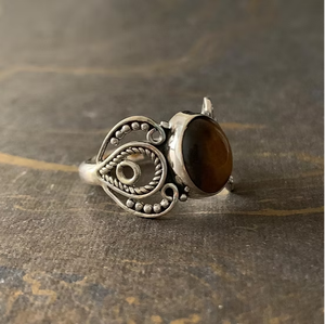 Artisan <b>Crafted</b> Oval Tiger Eye Silver <b>Ring</b> Traditional Ornate Filigree Openwork Statement Jewelry Manufacturer - Product Image 2