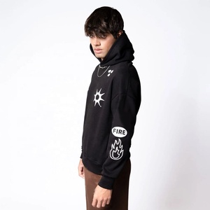 เสื้อฮู้ดดี้กราฟิกแบบสั่งทำพิเศษ ทรงโอเวอร์ไซส์ ผ้าคอตตอนหนานุ่ม พิมพ์ลายสกรีน ไหล่ตก สไตล์สตรีทแวร์สำหรับผู้ชาย - Product Image 5