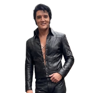 Elvis Presley Inspired Black Leather <b>Jumpsuit</b> & Stage Outfit | Retro Rock & Roll Performance Suit High-Volume Rock & Roll Stage - Product Image 3