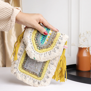 High Quality Fashion Embroidery Handmade Clutch Potli Bag with Beads <b>Sequins</b> Mirror Work for Wedding Party Festive Collection - Product Image 1