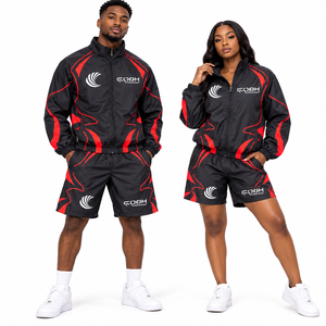 Conjunto Deportivo Unisex, Chaqueta con Capucha y Pantalones Cortos, Secado Rápido, Poliéster, Ropa Deportiva Ligera para Primavera - Product Image 2