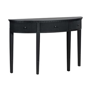 Consolle in impiallacciatura di pino con quattro gambe distintive e ante dei cassetti a righe verticali - Product Image 4
