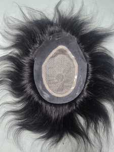 Toupet Lace Front Taz Hair BdD en Cheveux Humains Indiens Remy Lisses, Densité 130%, Base Mono, Nœuds Invisibles, Style Central, 40-80g, avec Closure - Product Image 3
