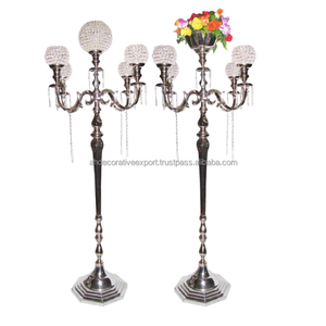 European Style Tall Floor Standing Wedding Hallway Decorative Gold Plated Crystal Beaded Votive Inexpensive Handmade <b>Candelabra</b> - Product Image 3