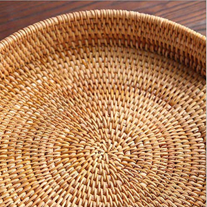 Round Shape Custom Size Tabletop Decoration Woven Rattan Storage Serving Tray For Kitchen Ware Multipurpose Usage Round <b>Basket</b> - Product Image 5