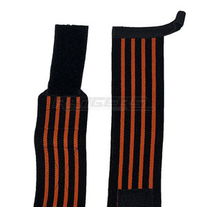 Bandes de maintien pour poignets de musculation en gros, noir et orange, sangles de soutien pour la force, logo personnalisé, OEM, bandes de fitness pour poignets - Product Image 2