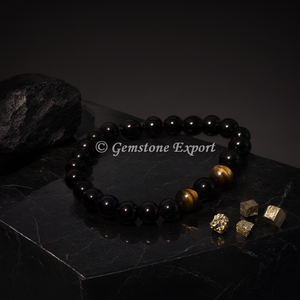 Bracelet en pierre œil de tigre noir en gros - Accessoire de mode en cristal - Product Image 3