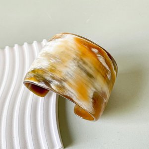 Natural Ox Horn Eco-Friendly Polished Animal Style Bangles 5cm Height Real Horn Wide C <b>Cuff</b> Buffalo Horn Jewelry - Product Image 5