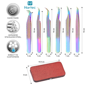 Durable New Trendy Diamond-Cut Non-Slip Grip Wholesale Rate Custom Branding Rainbow Finish Eyelash Extension and Volume Tweezers - Product Image 6
