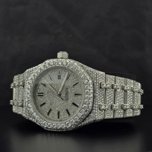 Reloj de Pulsera de Cuarzo de Acero Inoxidable con Moissanita Iced Out, Esfera Redonda para Correa de 20mm, Cristal, Lujo y Moda - Product Image 2