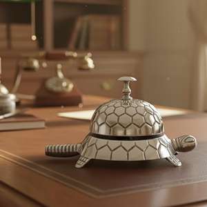 Cloche de bureau vintage en laiton artisanal style antique, cloche d'appel pour décoration de table, cloche de réception vintage pour décoration de bureau - Product Image 3